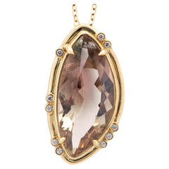5.55ct Fancy Shape Bi-Color Oregon Sunstone Pendant 9K Gold Wear Multiple Ways