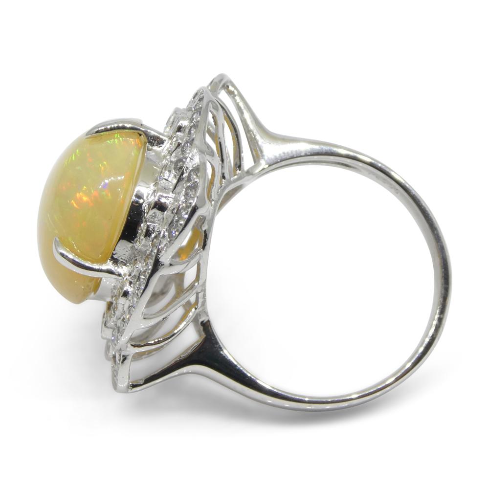 5.55ct Opal, Diamond Ballerina Cocktail Ring set in Platinum For Sale 4