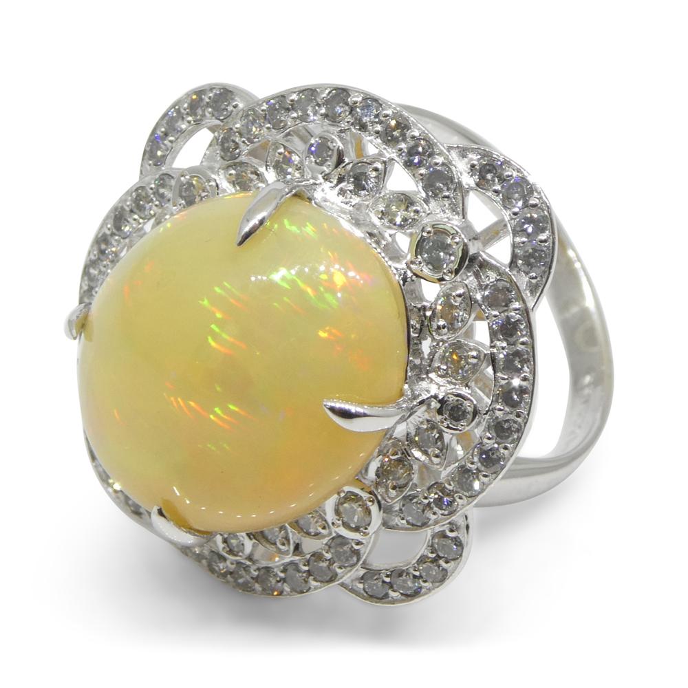 5.55ct Opal, Diamond Ballerina Cocktail Ring set in Platinum For Sale 5