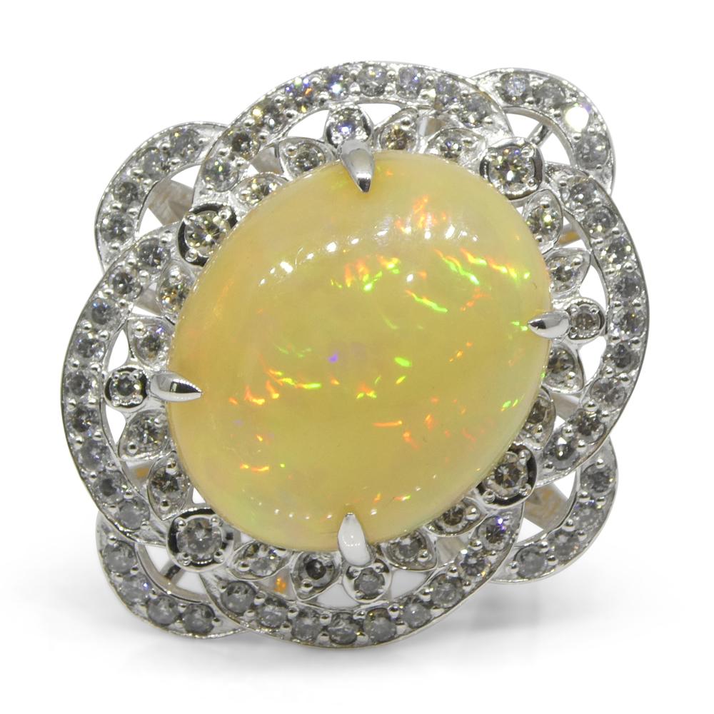 5.55ct Opal, Diamond Ballerina Cocktail Ring set in Platinum For Sale 6