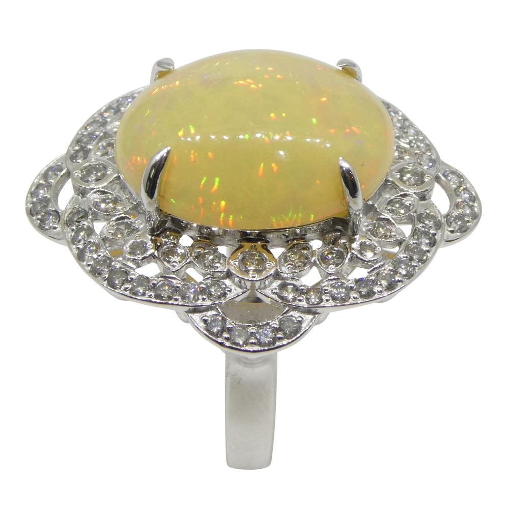5.55ct Opal, Diamond Ballerina Cocktail Ring set in Platinum For Sale 7