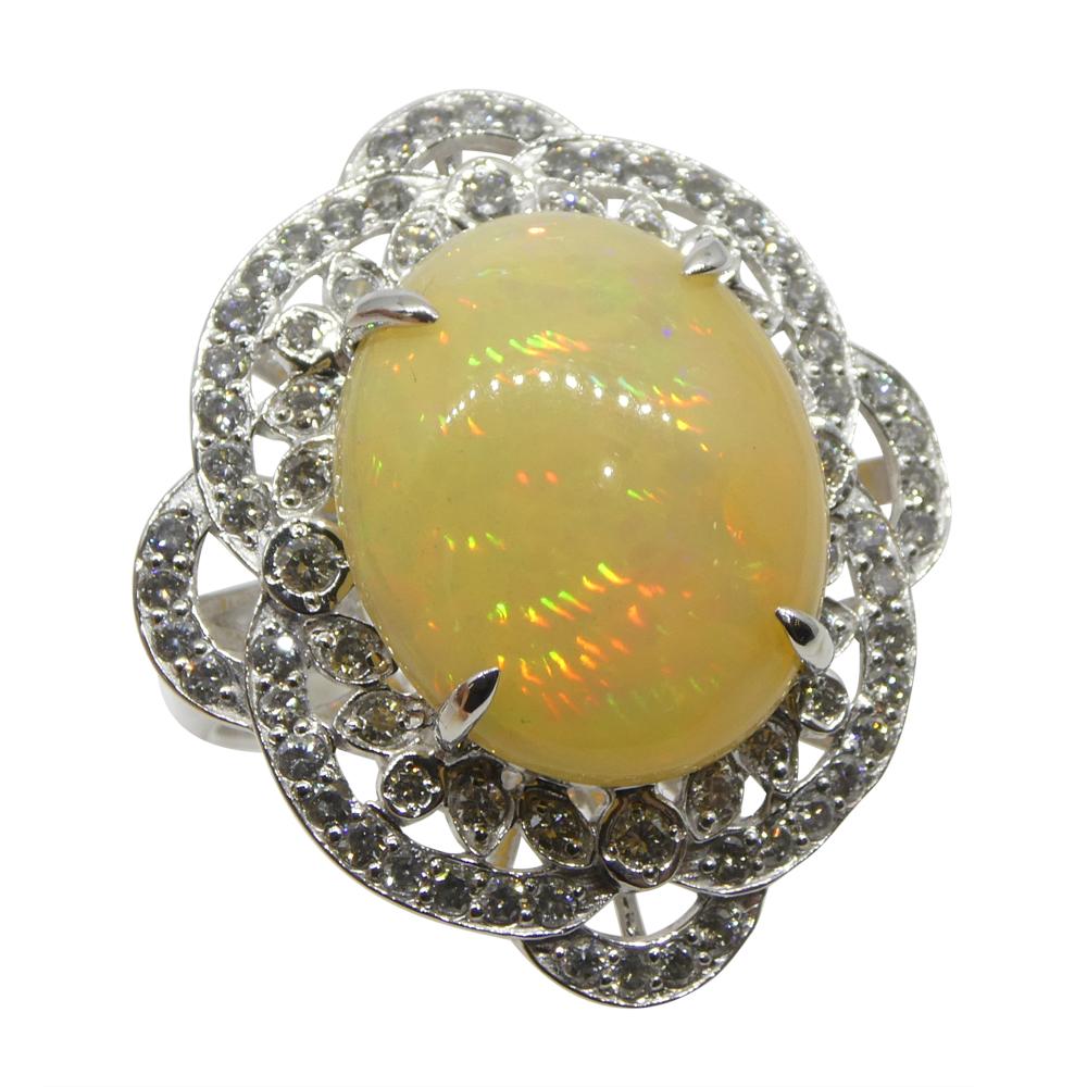 5.55ct Opal, Diamond Ballerina Cocktail Ring set in Platinum In New Condition For Sale In Toronto, Ontario