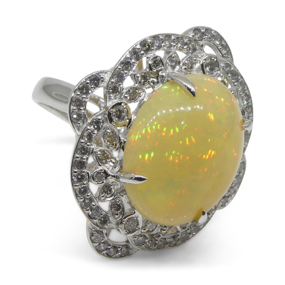 5.55ct Opal, Diamond Ballerina Cocktail Ring set in Platinum For Sale 2