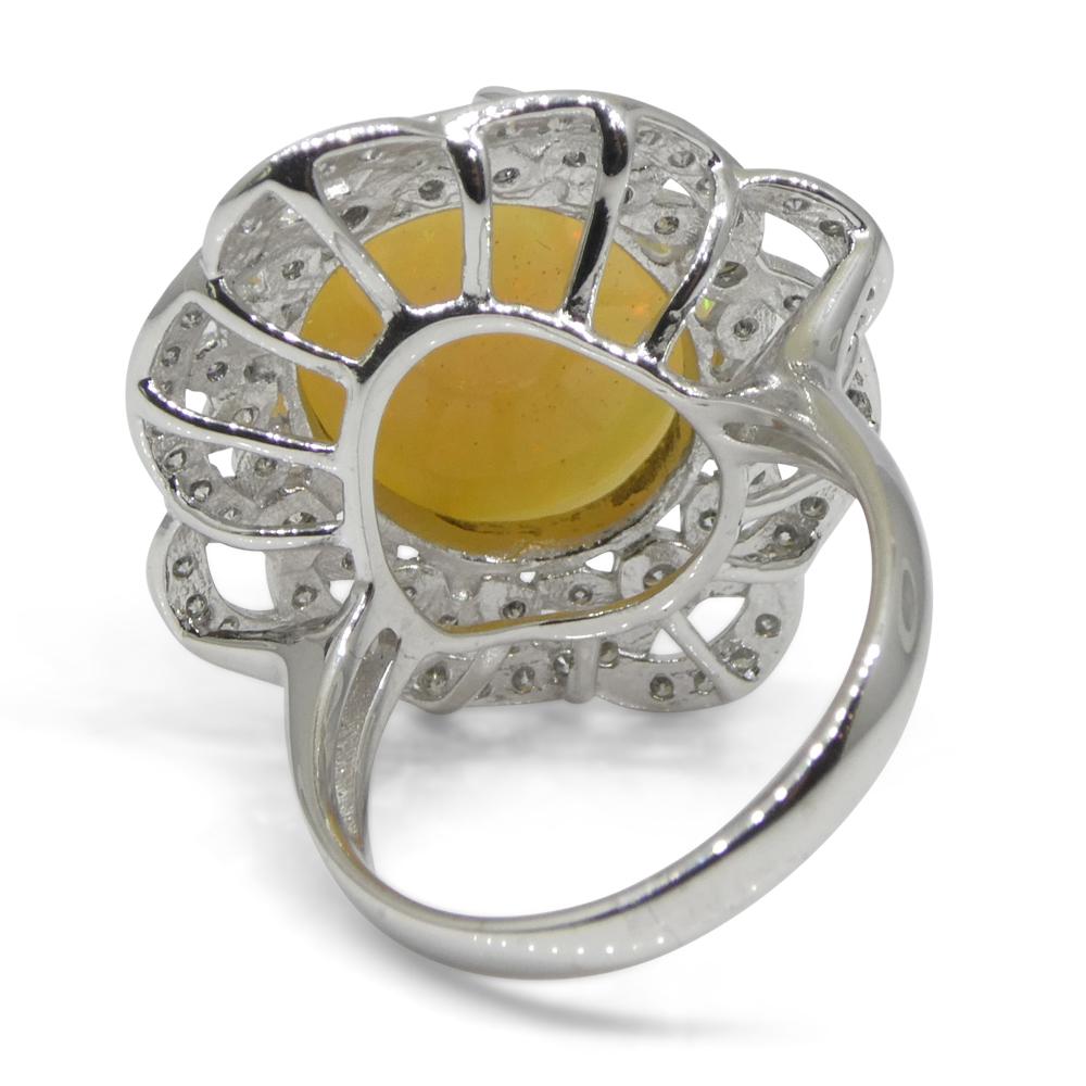 5.55ct Opal, Diamond Ballerina Cocktail Ring set in Platinum For Sale 3