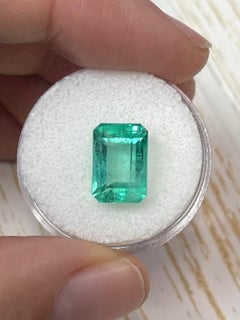 5.55ct Pastel Green Emerald Cut Colombian Gem 12x8 Genuine May Birthstone