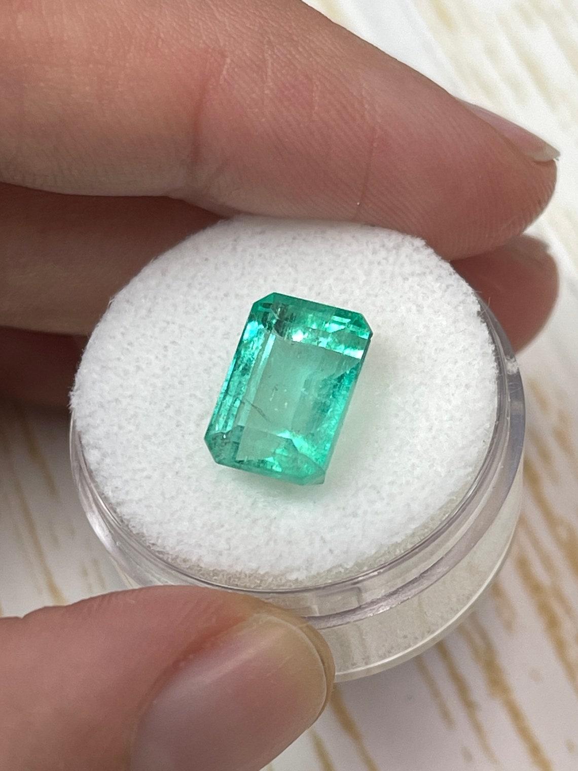 Gema colombiana talla esmeralda verde pastel de 5,55 ct 12x8 genuina piedra de nacimiento de mayo Corte esmeralda en venta