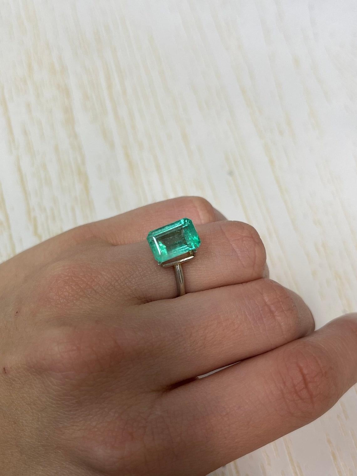 Gema colombiana talla esmeralda verde pastel de 5,55 ct 12x8 genuina piedra de nacimiento de mayo en venta 3