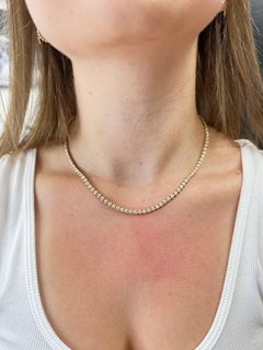 5.56 Carat Best Selling Diamond Tennis Necklace in 14k Yellow Gold