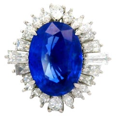 5,56 Karat Ceylon Saphir Diamant Platin Ring, GRS zertifiziert No-Heat