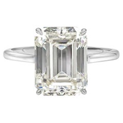 5.56 Carat Emerald Diamond Ring 14K White Gold Timeless Brilliance