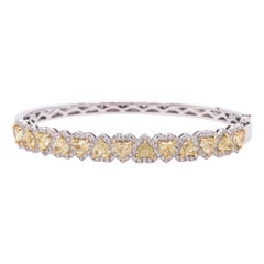 5.56 Carat Natural Fancy Heart & Round Cut Diamond Pave Bangle