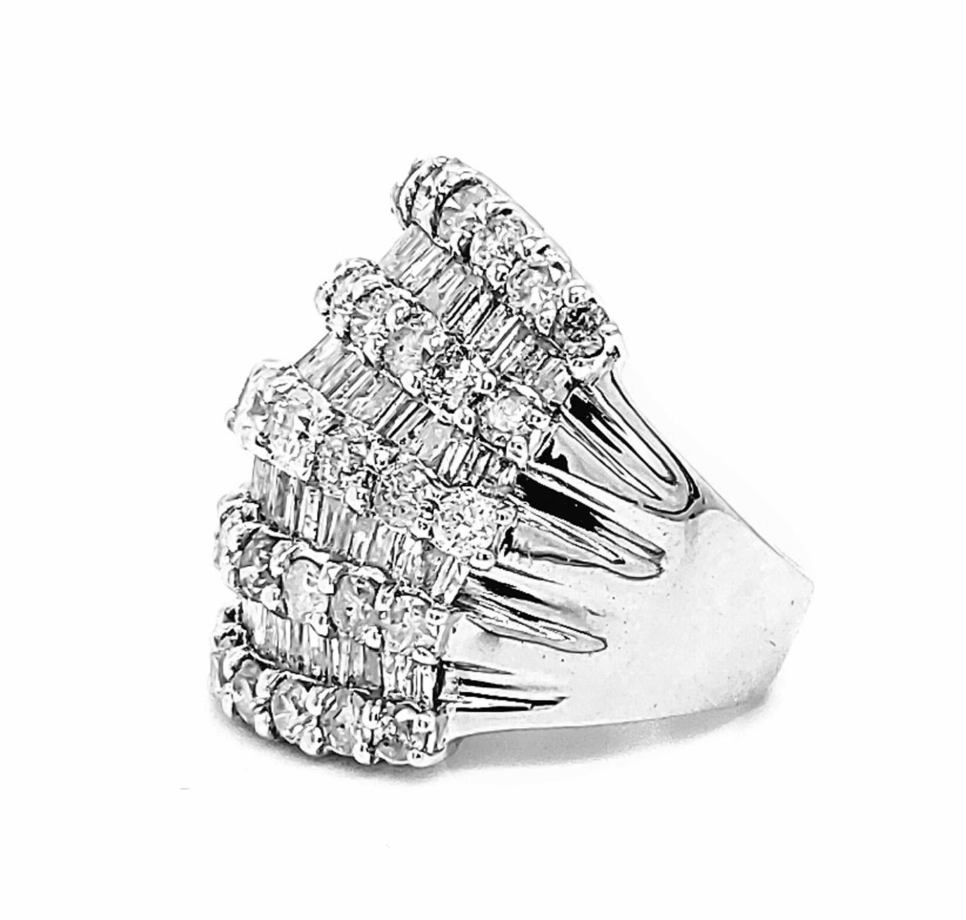 Contemporary 5.56 Carat White Diamond Statement Ring