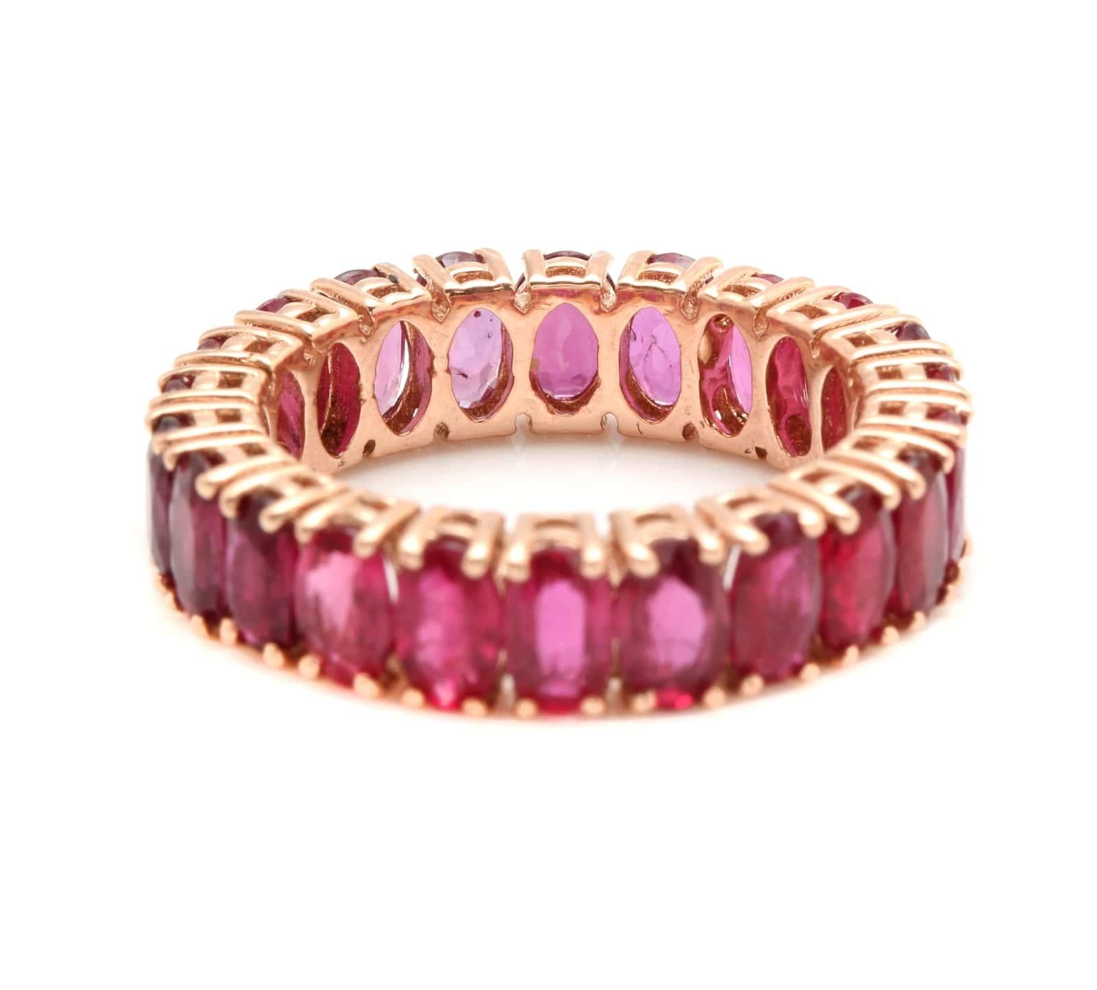 5.56 Carats Exquisite Natural Burma Ruby 14K Solid Rose Gold Ring In New Condition For Sale In Los Angeles, CA