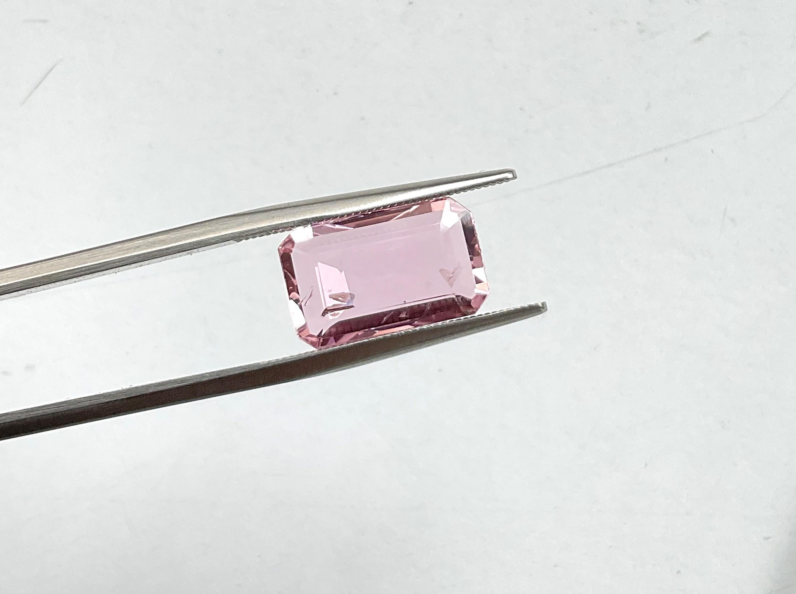 5.56 Carats Pink Tourmaline Faceted Octagon cut stone Fine Jewelry Natural Gems For Sale 1