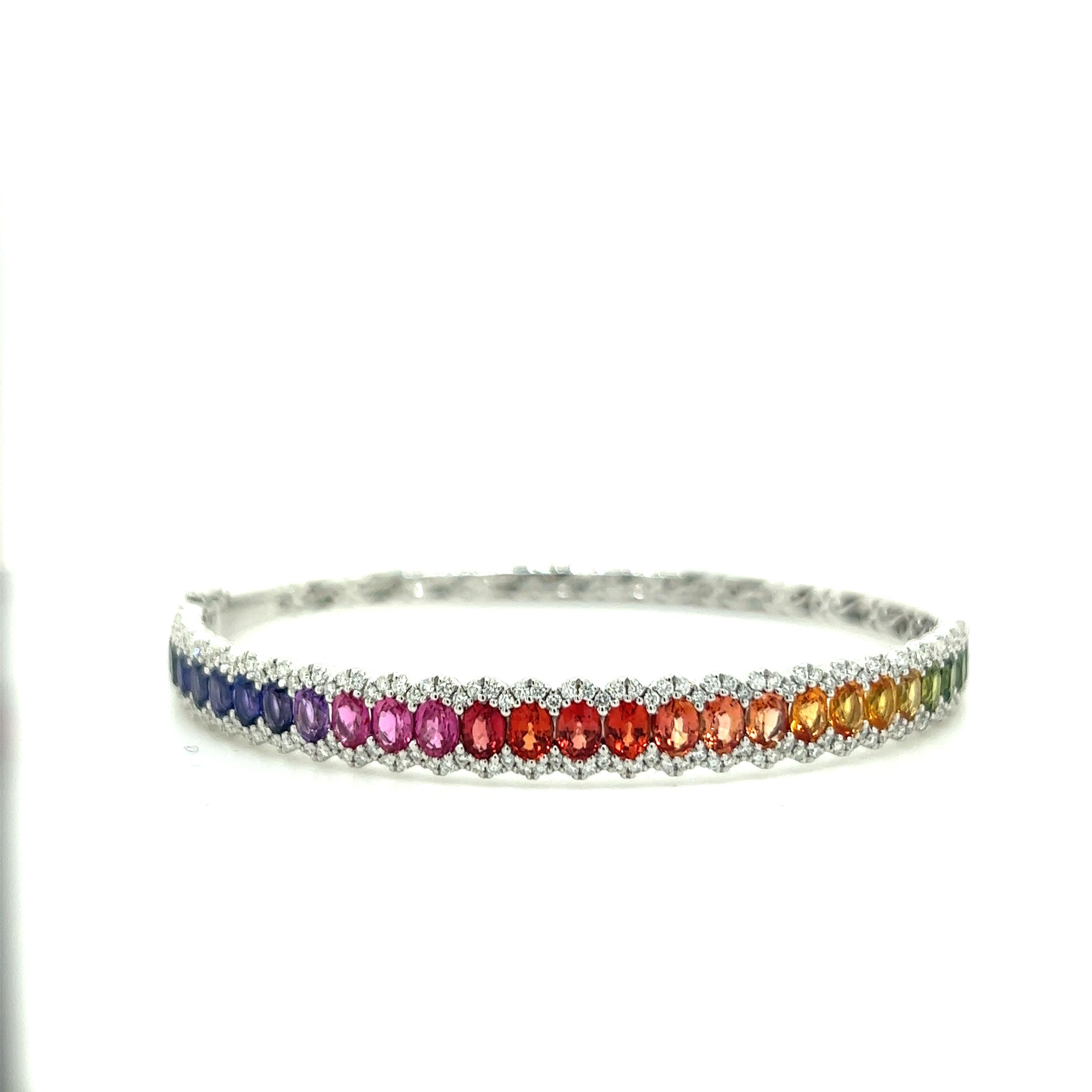 Contemporary 5.56 Carats Rainbow Sapphire and Diamond Bracelet For Sale