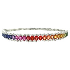 5.56 Carats Rainbow Sapphire and Diamond Bracelet