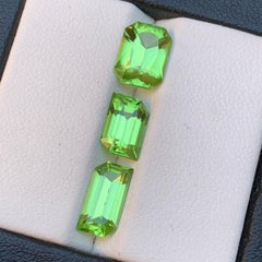 5.56 Ct Green Natural Peridot, Step Emerald Cut Truncated Corners Loose Gemstone