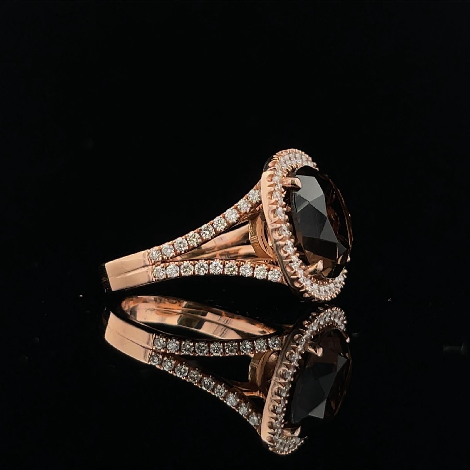 5.56CT Cushion Smokey Topas Diamant Ring  (Kissenschliff) im Angebot