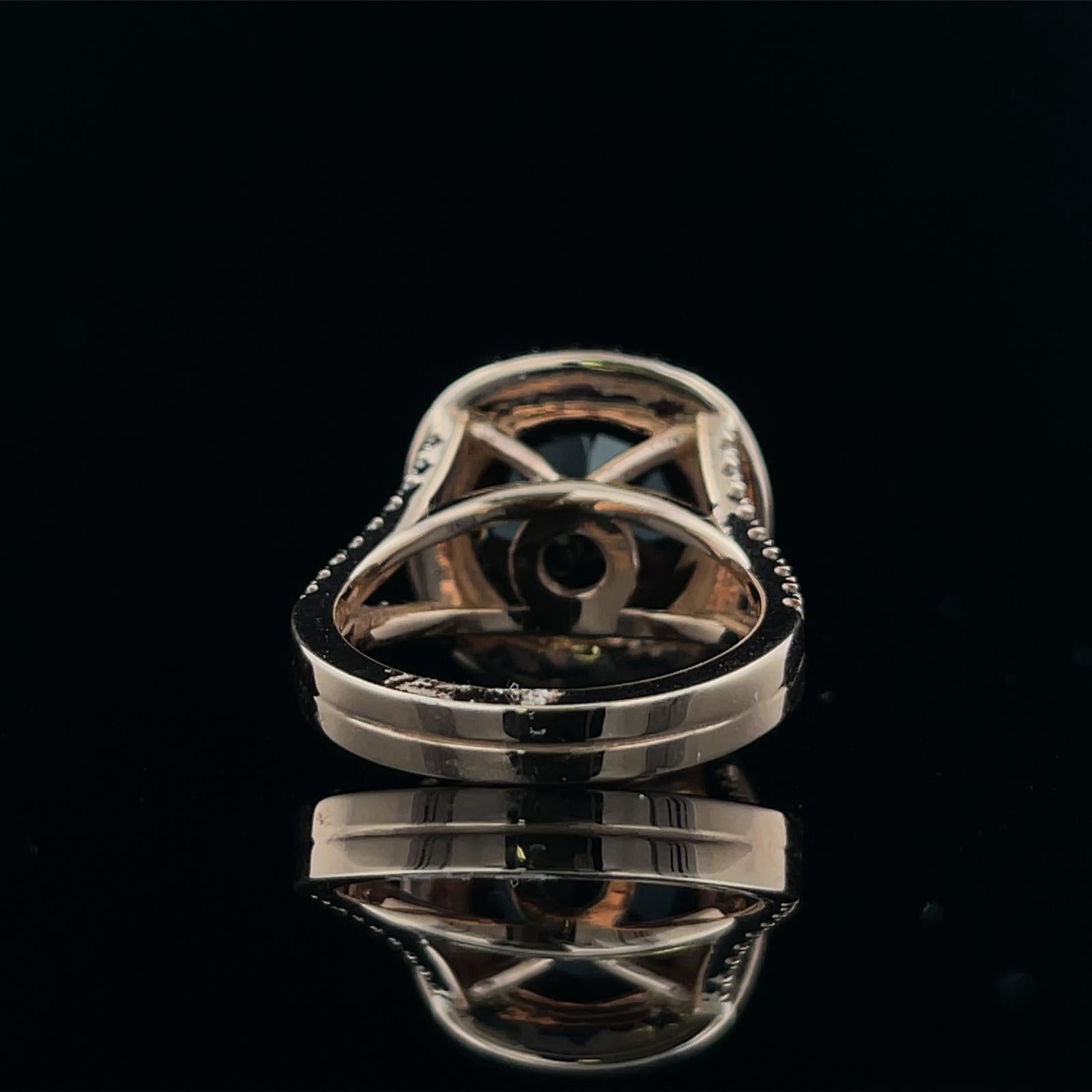 5.56CT Cushion Smokey Topaz Diamond Ring  In New Condition For Sale In Los Angeles, CA
