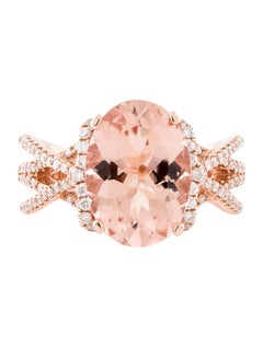 Cocktailring mit 5,56 Karat Morganit und Diamant-Halo