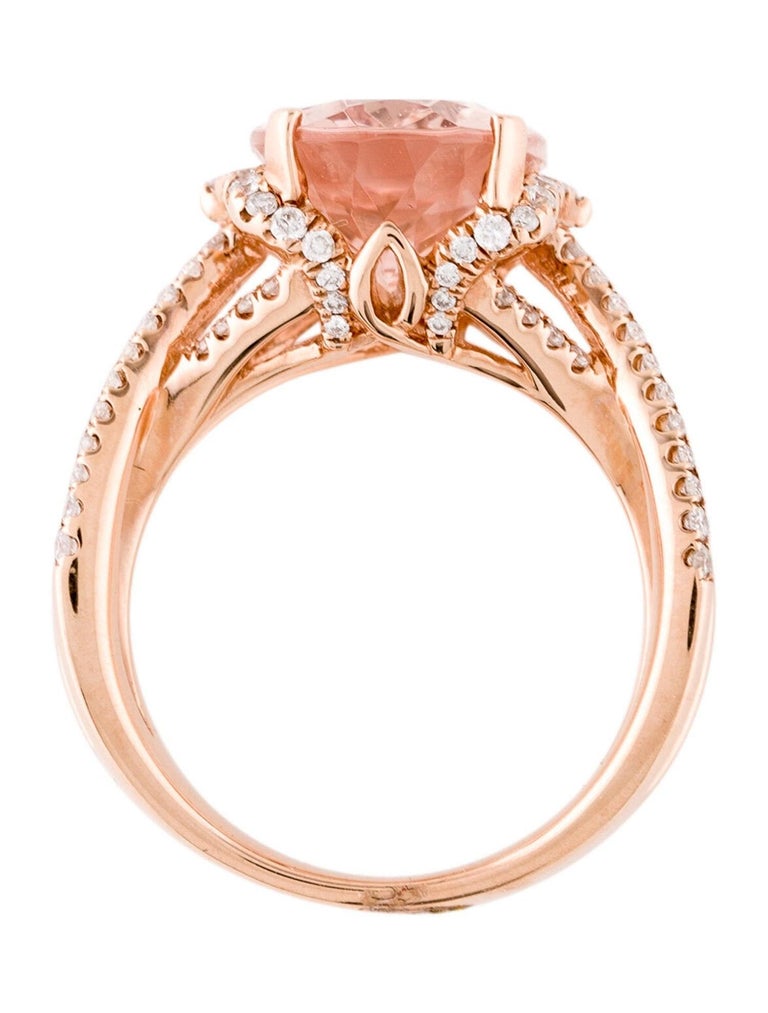 5.56CT Morganite and Diamond Halo Cocktail Ring For Sale at 1stDibs