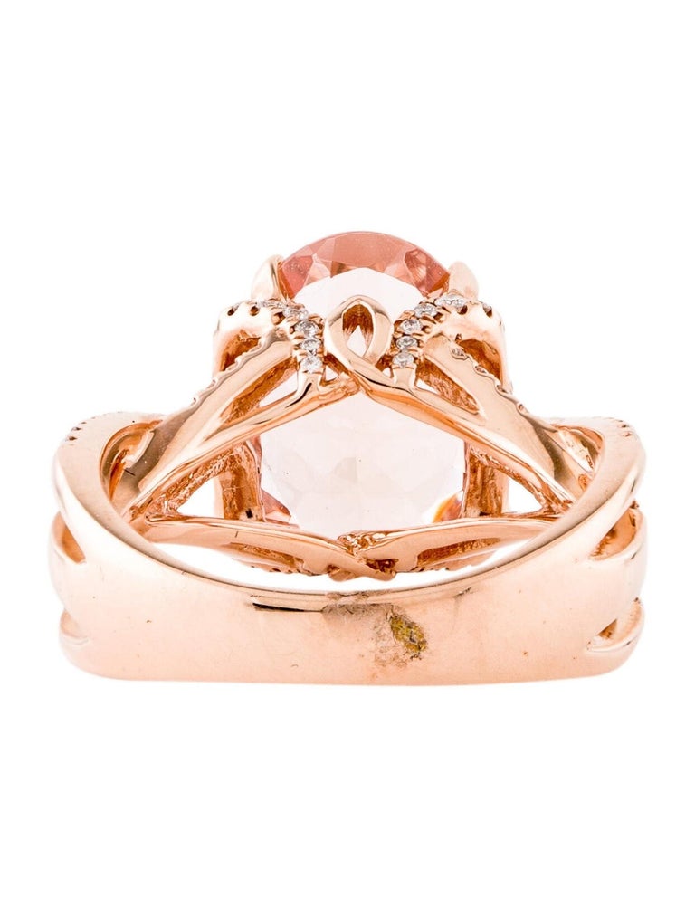 5.56CT Morganite and Diamond Halo Cocktail Ring For Sale at 1stDibs
