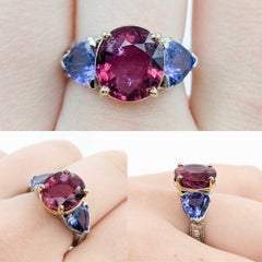 5.56ct Rubellite Tourmaline & Tanzanite Cocktail Ring in Platinum