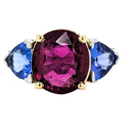 5.56ct Rubellite Tourmaline 
Tanzanite Cocktail Ring in Platinum