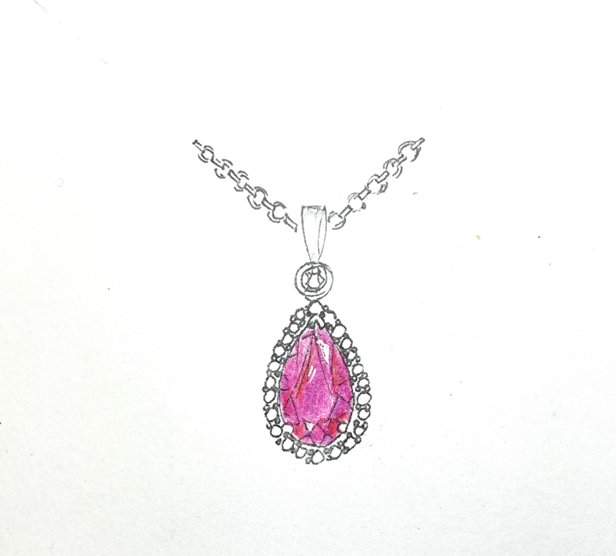 5,57 Karat birnenförmiger rosa Saphir, nicht gefasster loser Edelstein, GIA zertifiziert im Zustand „Neu“ in Los Angeles, CA