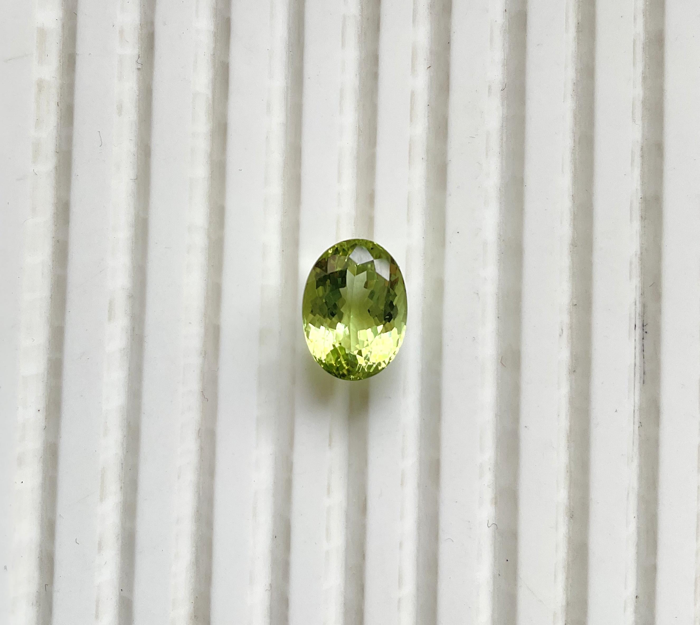 5.57 Carats Green Tourmaline Oval Faceted cutstone Fine Jewelry Natural Gemstone For Sale 1