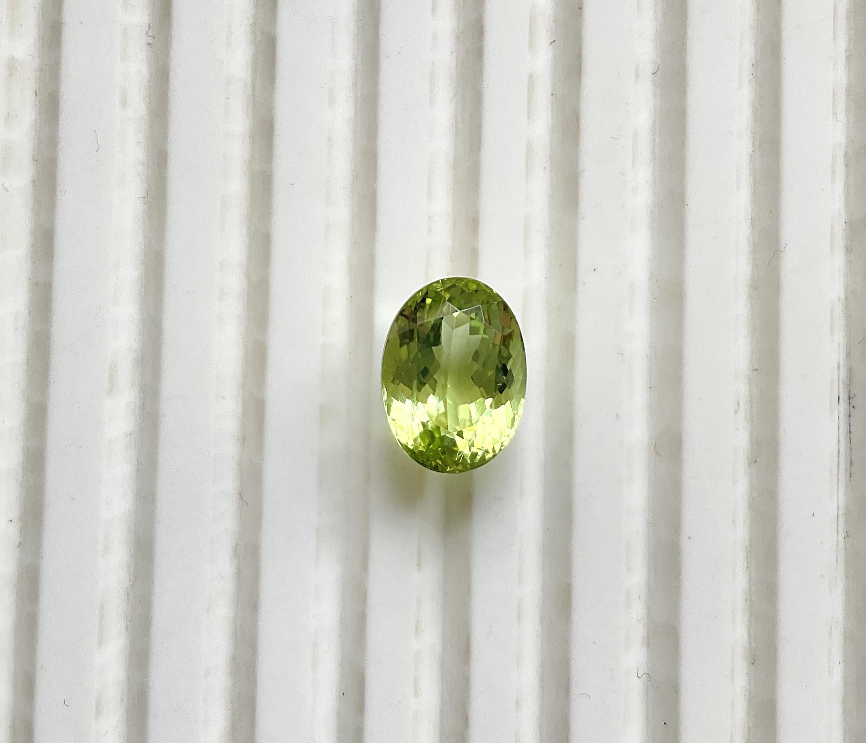 5.57 Carats Green Tourmaline Oval Faceted cutstone Fine Jewelry Natural Gemstone For Sale 2