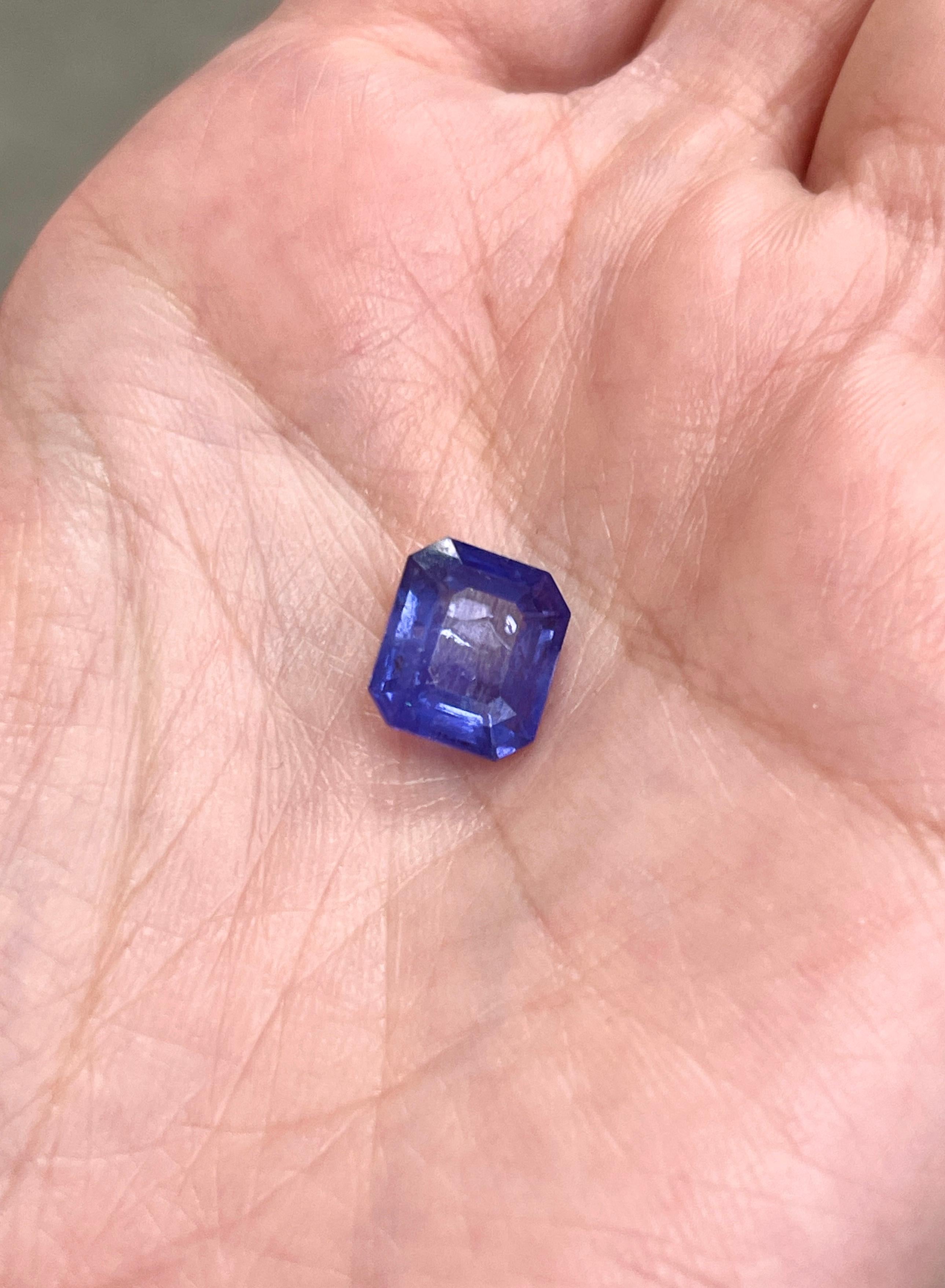 5.57 Carats Natural Purple-Blue Sapphire Emerald Cut Loose Gem 4