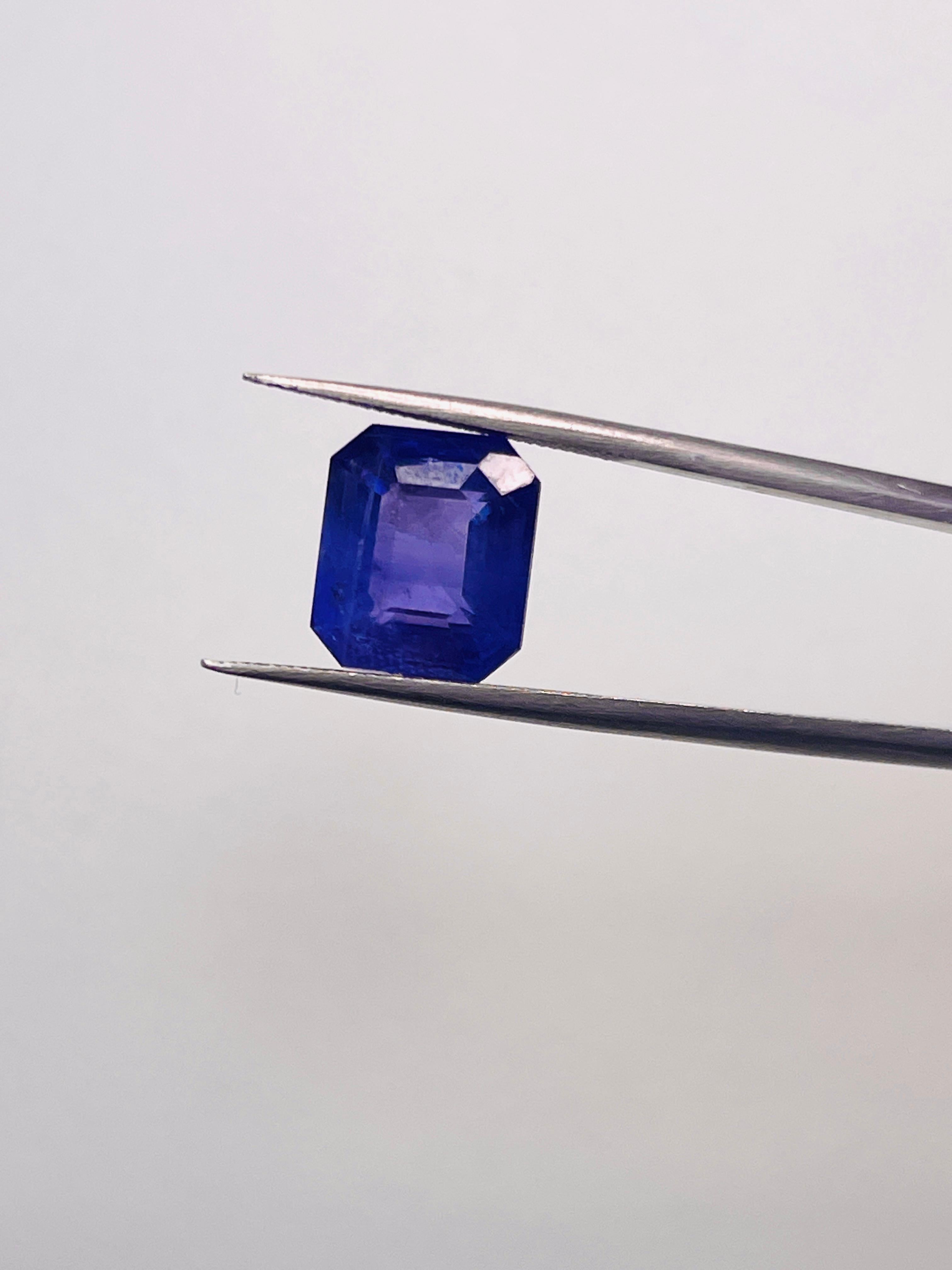 5.57 Carats Natural Purple-Blue Sapphire Emerald Cut Loose Gem 5