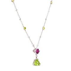 Collana Sugarloaf con tormalina rubellite, peridoto e diamanti da 5,57 carati in 18 carati