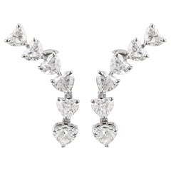5,57 Ct Herzschliff zertifiziert Diamant Climber Drop Ohrringe 14k Weißgold