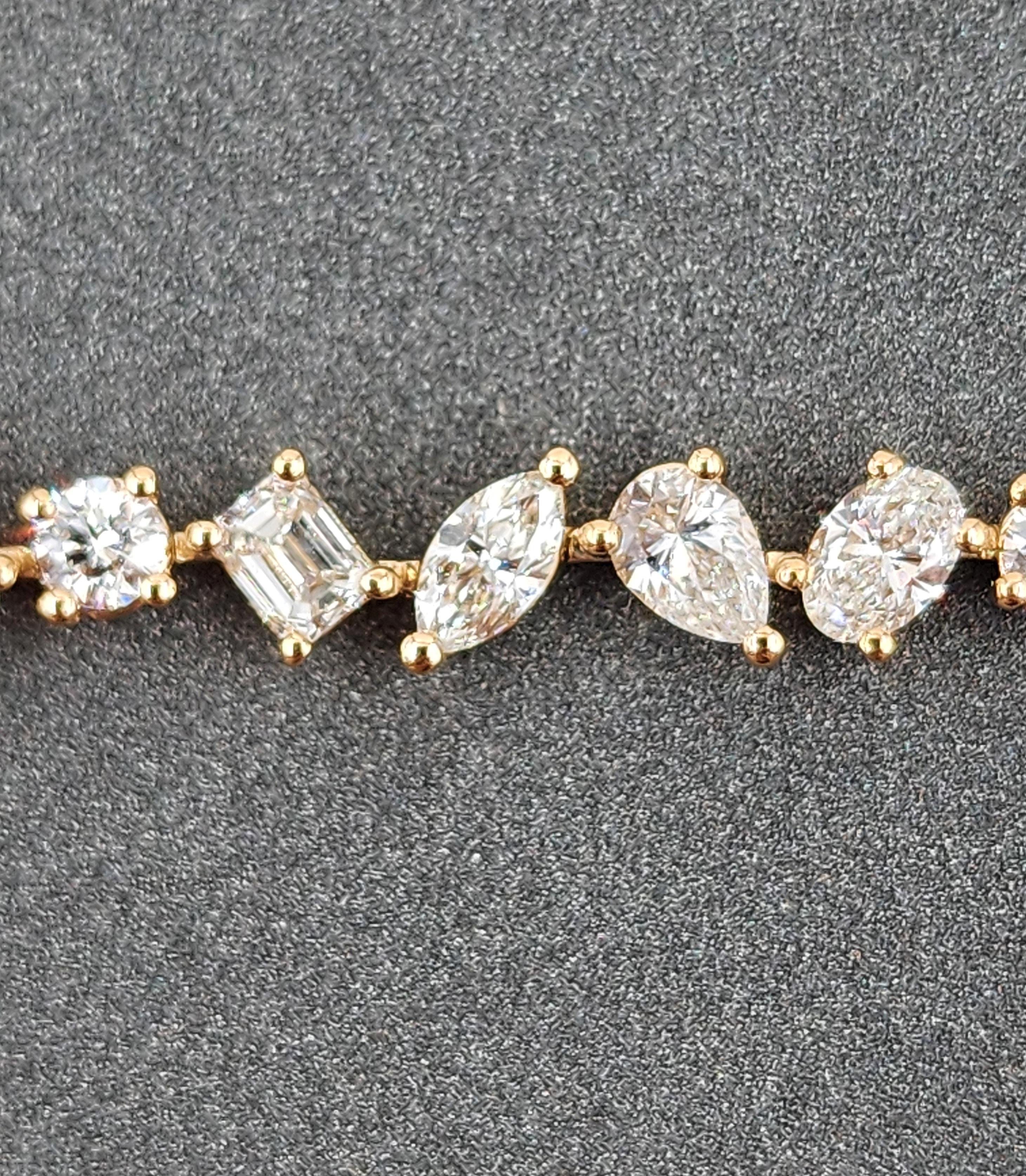 Pulsera Tenis Diamantes Forma Mixta 5.57 ct Corte mixto en venta