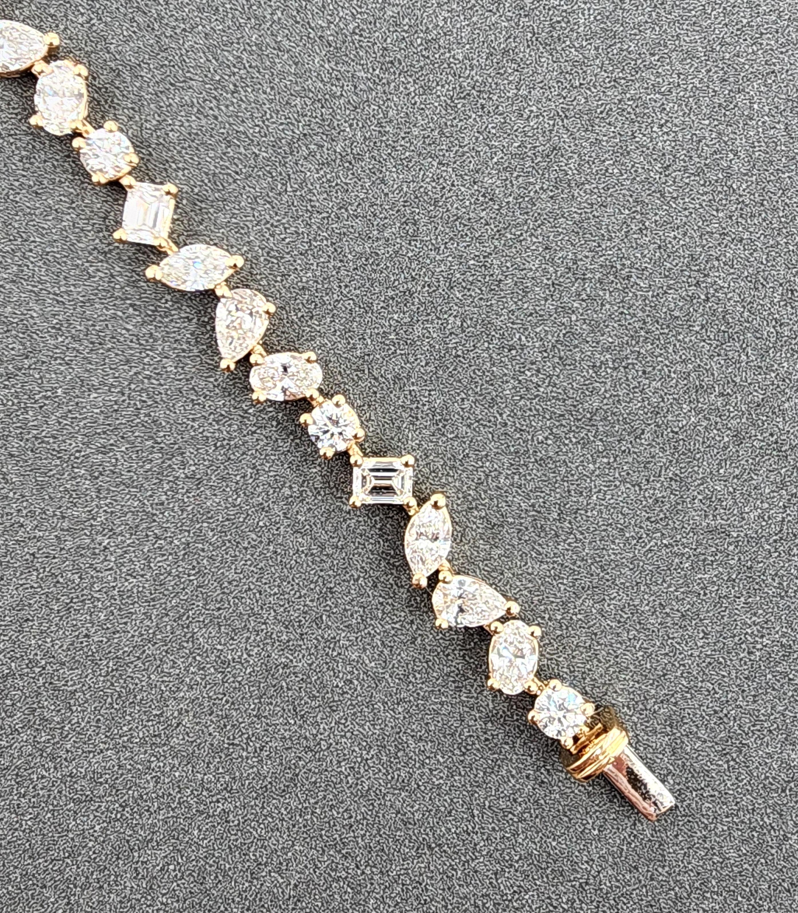 Pulsera Tenis Diamantes Forma Mixta 5.57 ct en Nuevo estado para la venta en Chicago, IL