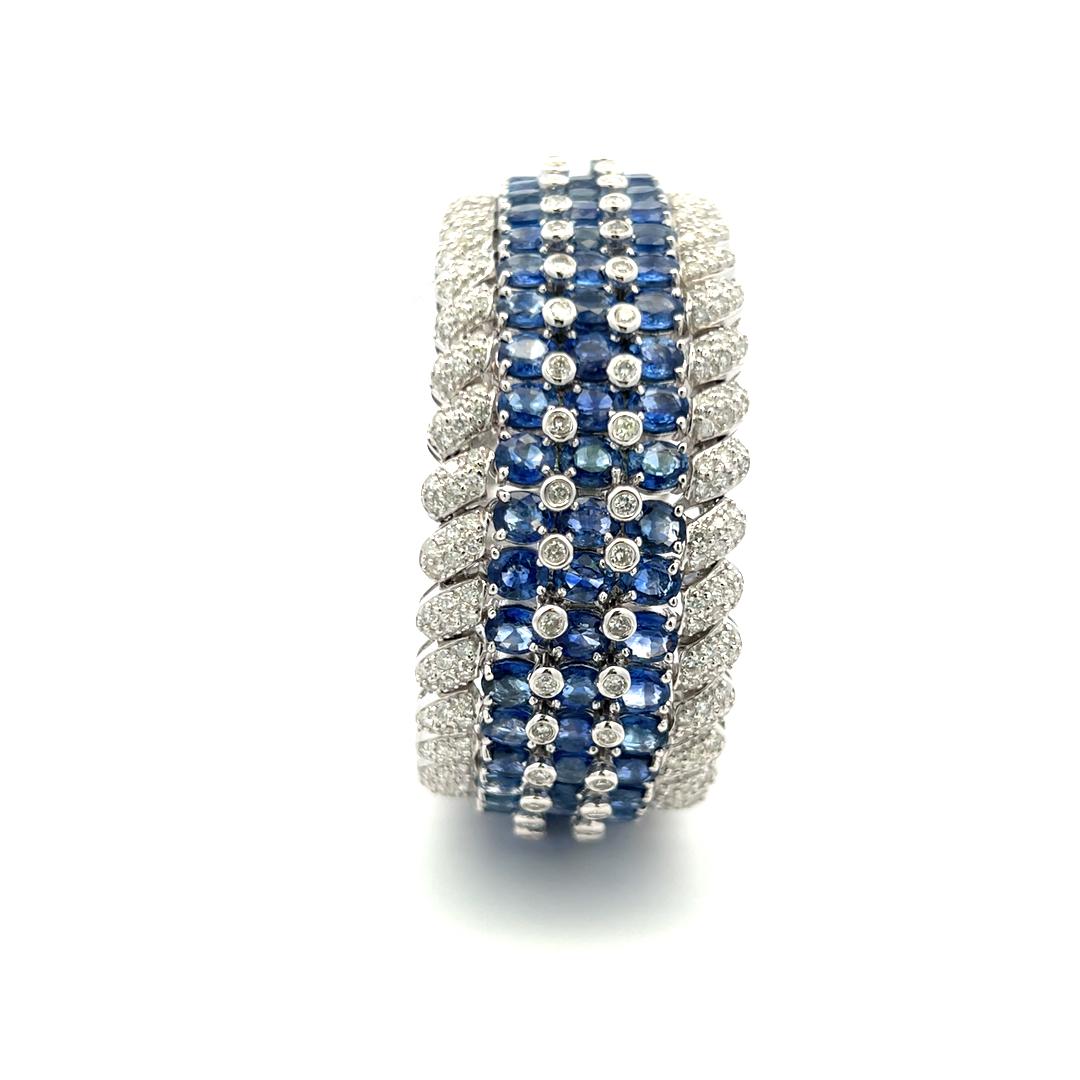 Bracelet à maillons 18 carats avec saphirs 55,70 carats et diamants ronds brillants de 7,90 carats en vente 5