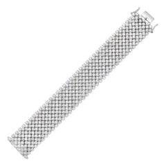 55.71 Ct Natural Mash Diamond Bracelet, 14K White Gold Wide Chain Bracelet