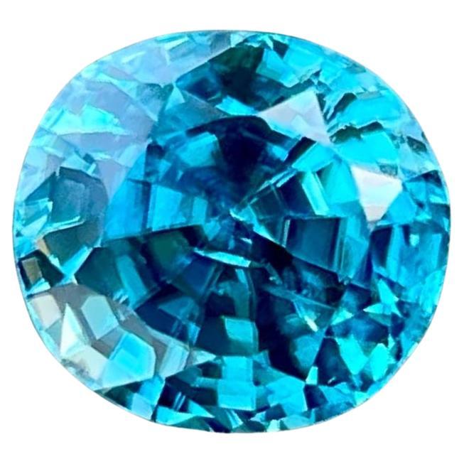 5.58 carats Tiffany Blue Zircon Stone Oval Cut Cambodian Gemstone