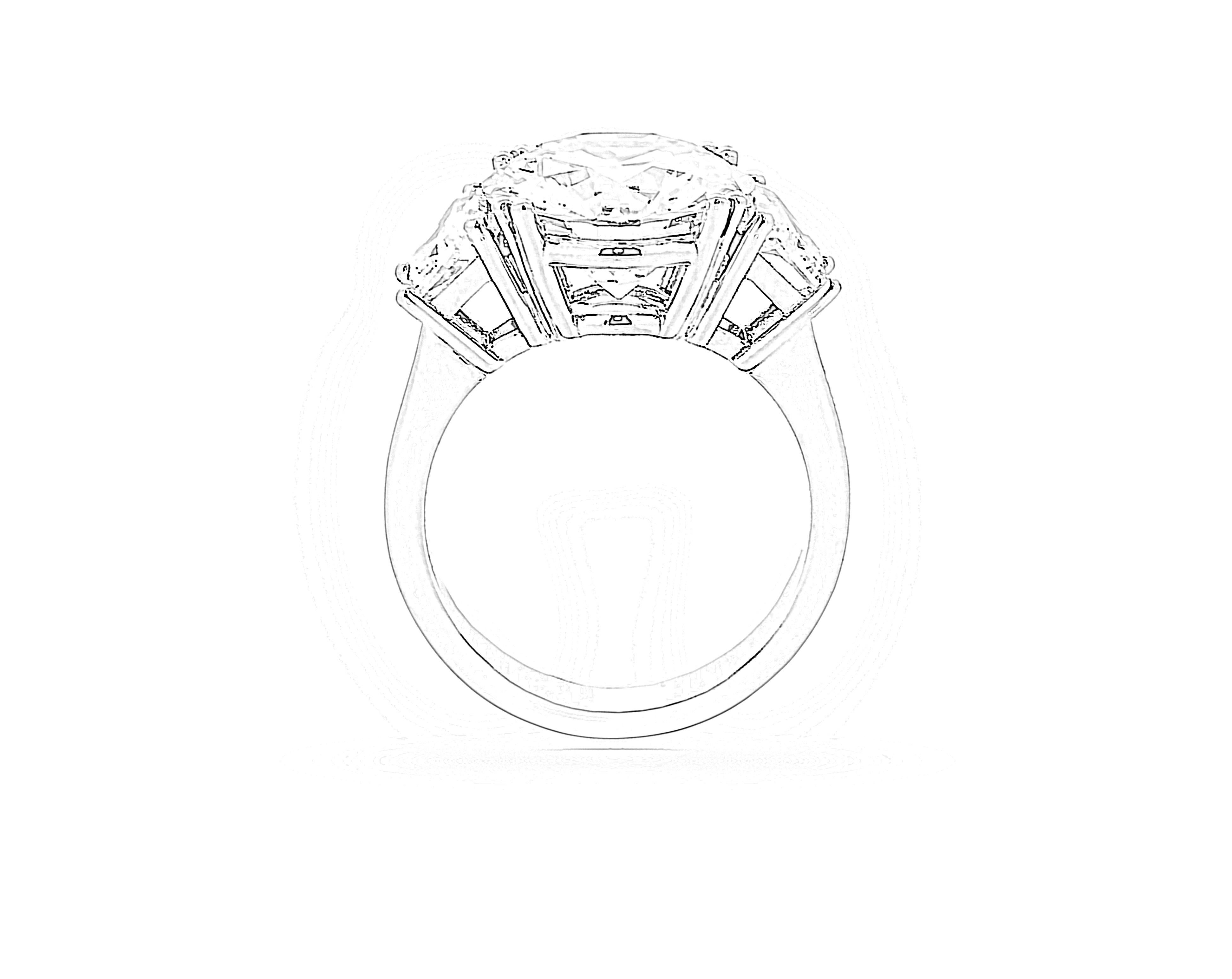 5,58 Karat IGI Gelber runder und Trapezförmiger Diamant Hochschmuckring „Astoria 558“ Damen im Angebot