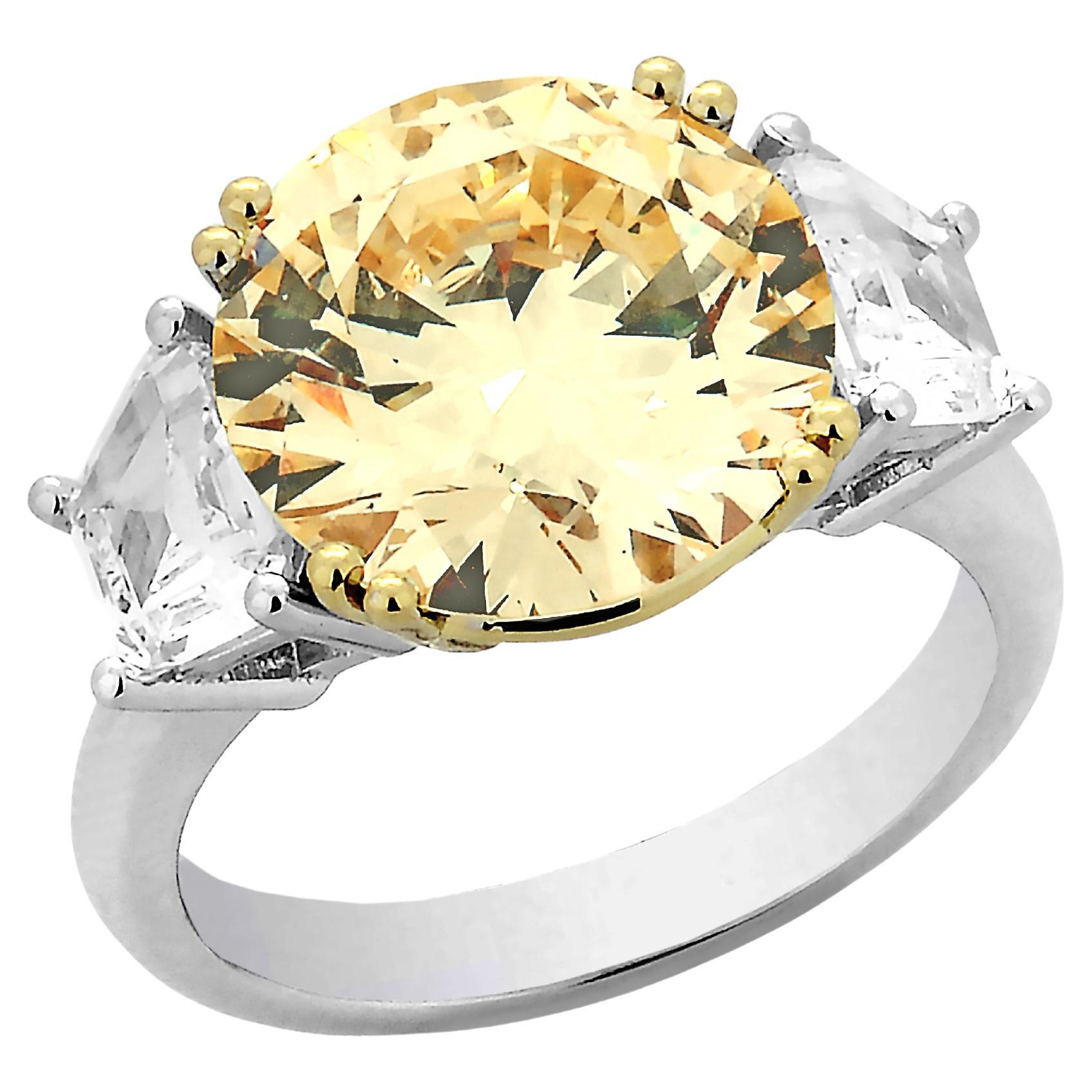 5.58 ct IGI Yellow Round and Trapezoid Diamond High Jewellery Ring "Astoria 558" For Sale