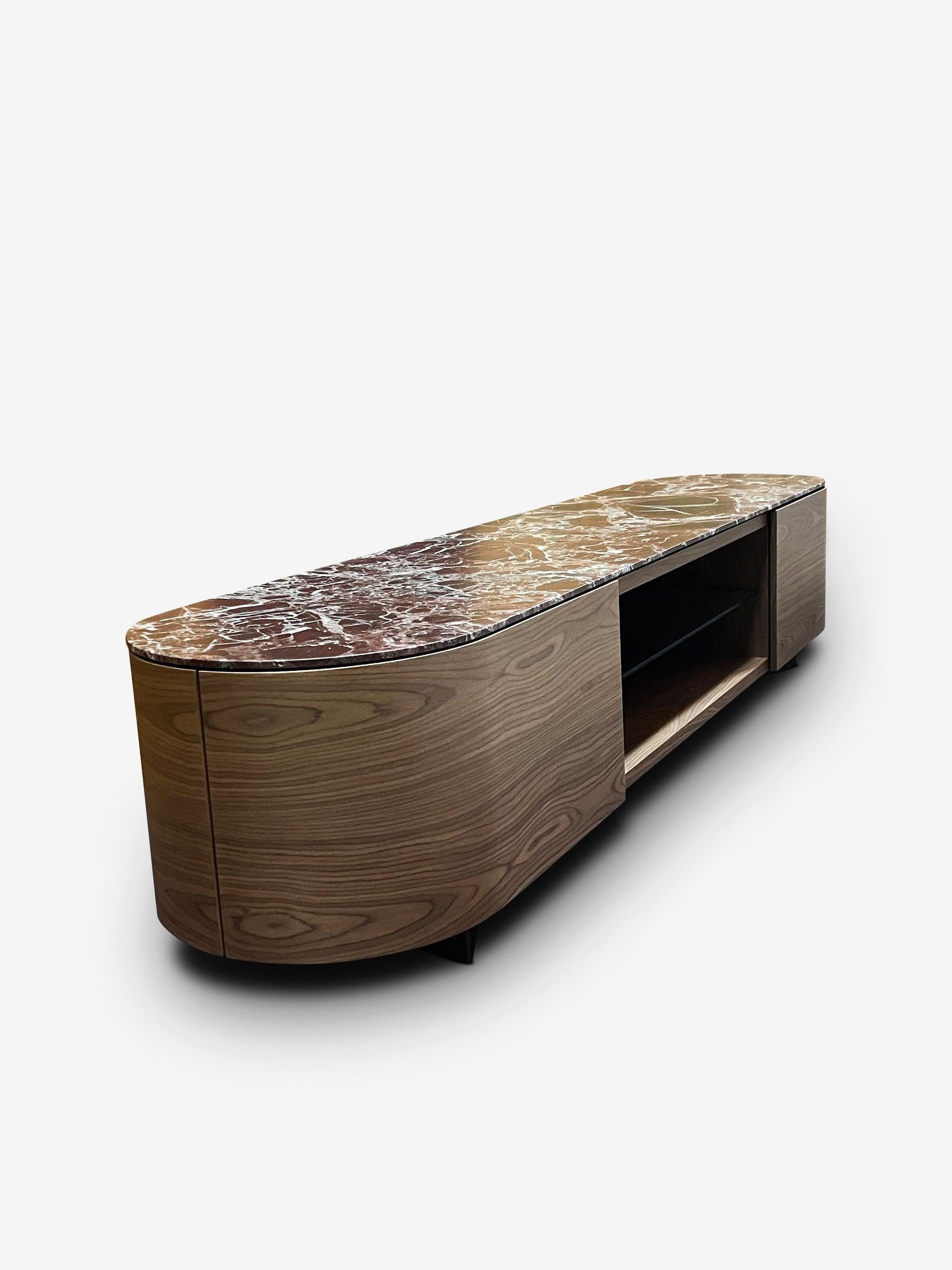 Italian 558 Rondos Chest of Drawers in Walnut- 2 Drawers with Open Compartment For Sale
