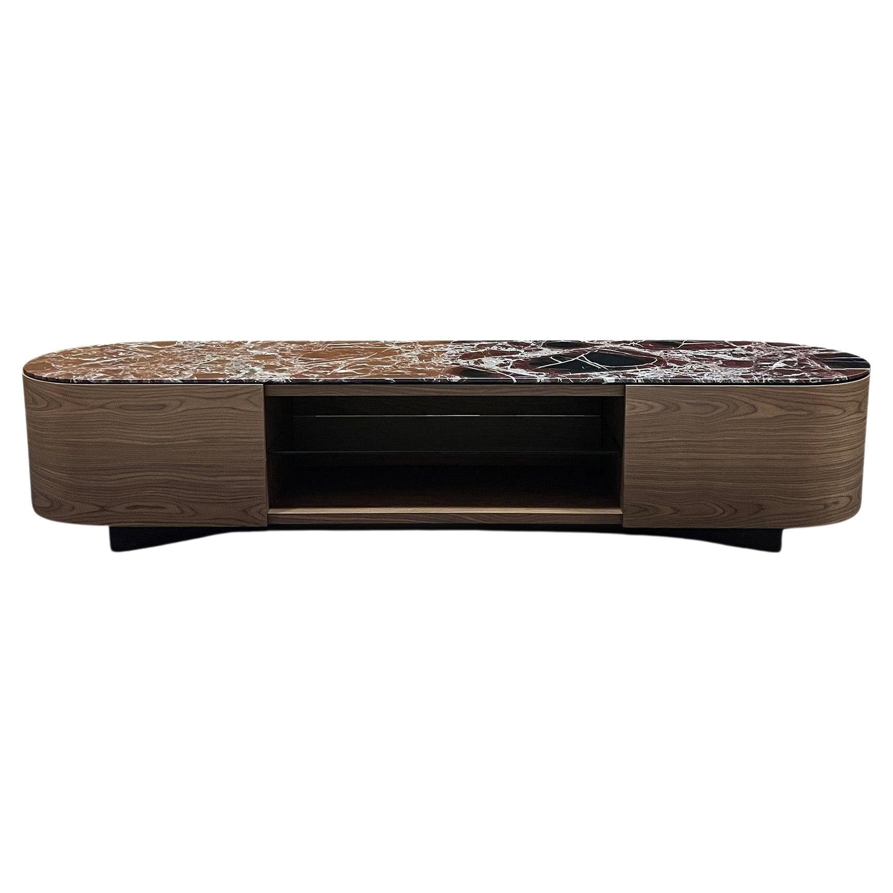 558 Rondos Chest of Drawers in Walnut- 2 Drawers with Open Compartment