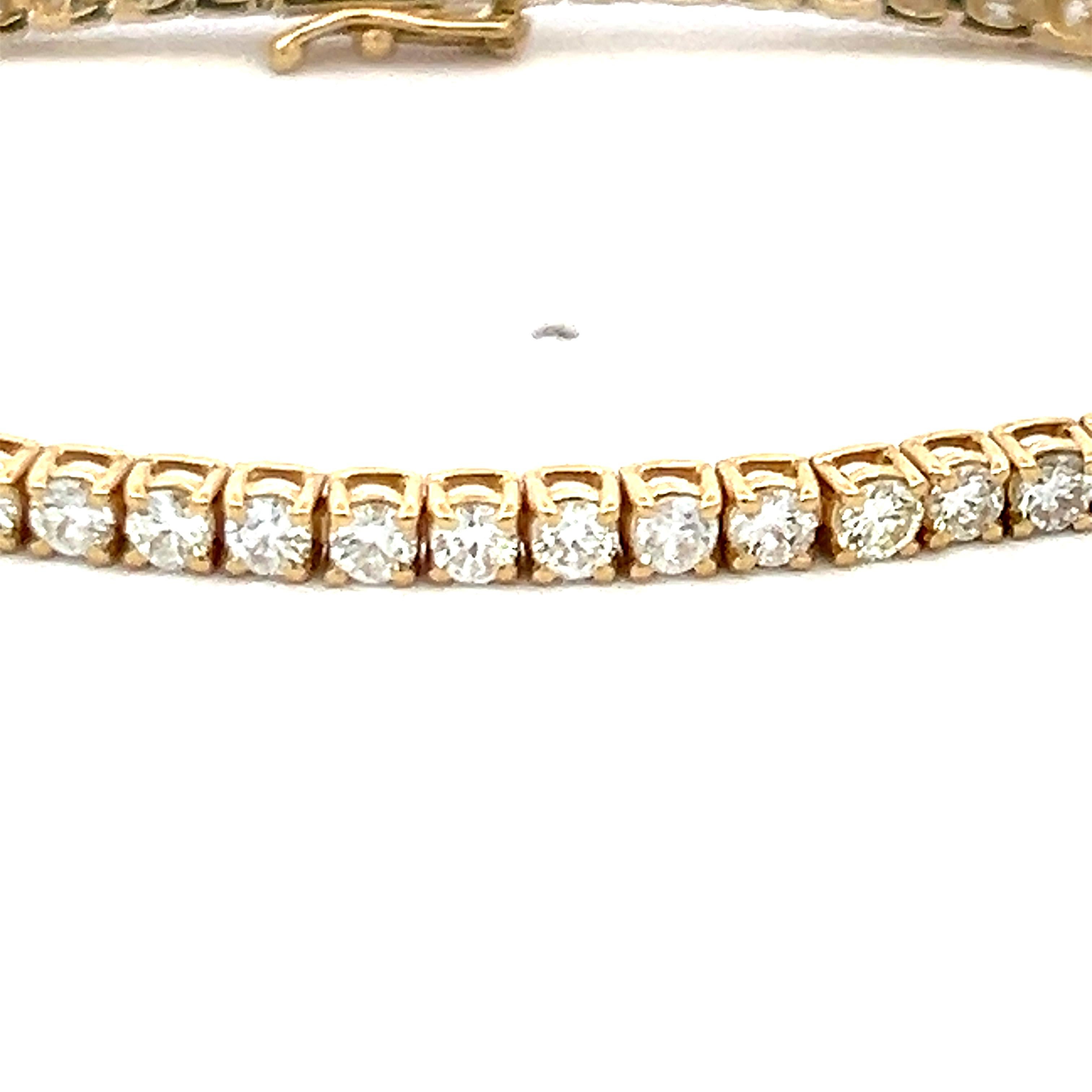 De las mujeres Diamante redondo de 5,58 ct Pulsera de tenis clásica de oro amarillo de 14 quilates en venta