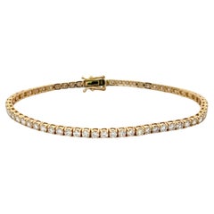Bracelet de tennis classique en or jaune 14K avec diamant rond de 5,58 ct