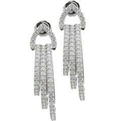 5.59 Carat Three-Ring Diamond Drop White Gold Earrings