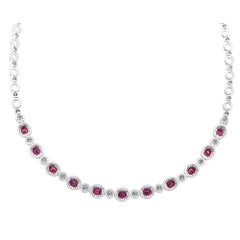 5.59 Carat Ruby Necklace Set in White Gold