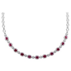 5.59 Carat Ruby Necklace Set in White Gold