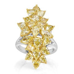 5.59ct Fancy Yellow Diamond Cluster Ring